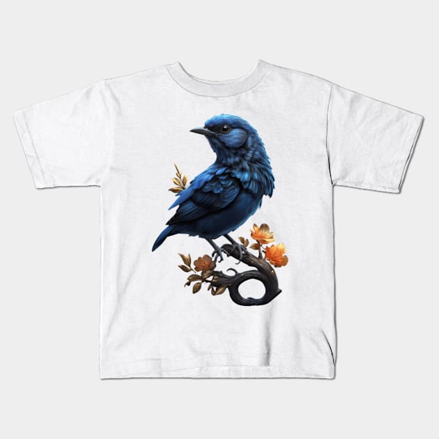 Beautiful Blue Bird Kids T-Shirt by Spaceboyishere